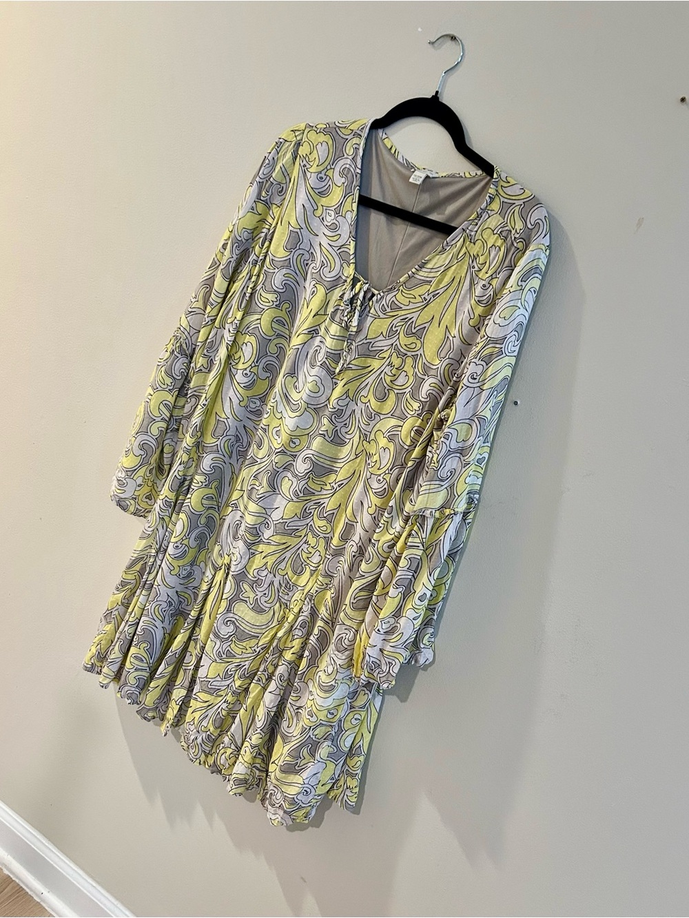 Cato Yellow Gray Swirl Midi Dress